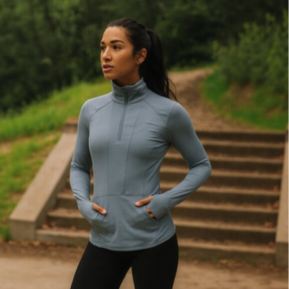 Yogalicious  Half Zip Lightweight XS Athletic Jacket – Slim Fit w/ Thumbhole NWT - Picture 2 of 7